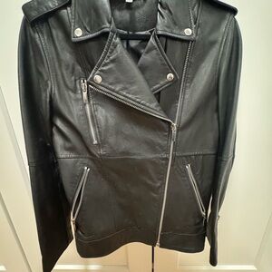 Elizabeth and James Black Leather Moto Jacket